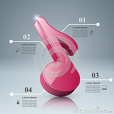 Music education Infographic. Note icon. Vector Illustration