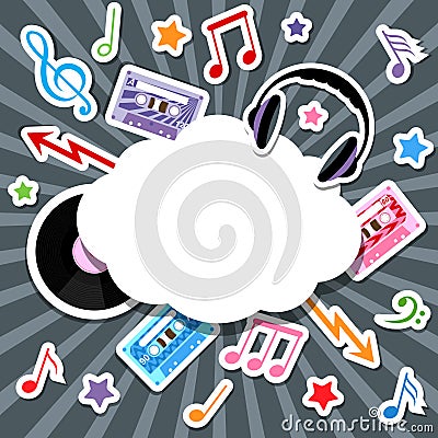 Music elements with speech bubble Vector Illustration