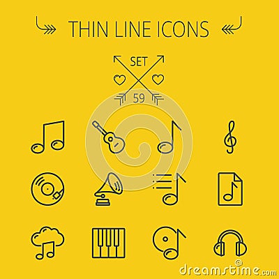 Music and entertainment thin line icon set Vector Illustration