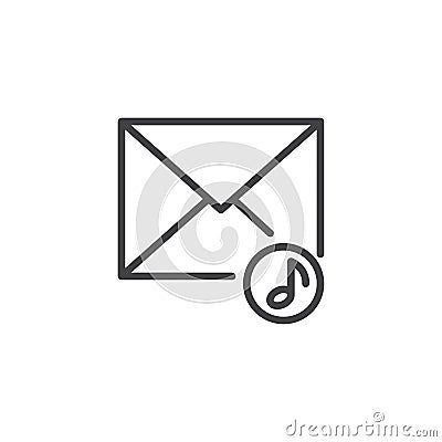 Music envelope line icon Vector Illustration