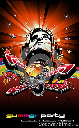 Music Event Background with Disk Jockey Shape Vector Illustration