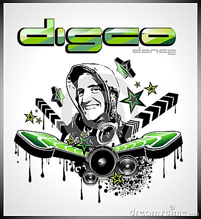 Music Event Background with Disk Jockey Shape Vector Illustration