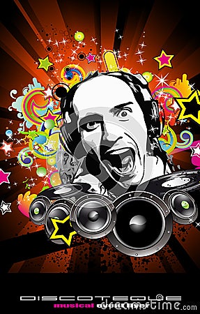 Music Event Background with Disk Jockey Shape Vector Illustration