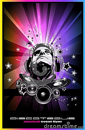 Music Event Background with Disk Jockey Shape Vector Illustration