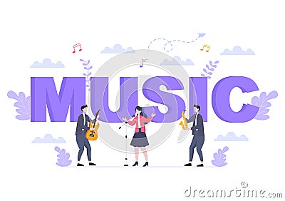 Music Festival Background Vector Illustration With Musical Instruments and Live Singing Performance for Poster, Banner or Brochure Vector Illustration
