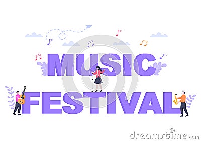 Music Festival Background Vector Illustration With Musical Instruments and Live Singing Performance for Poster, Banner or Brochure Vector Illustration