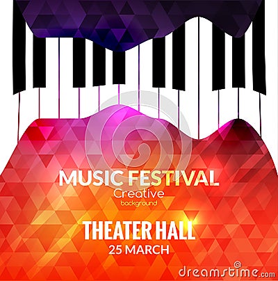 Music festival poster background. Jazz piano music cafe promotional Vector Illustration