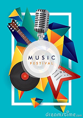 music festival poster design. Vector illustration decorative design Vector Illustration