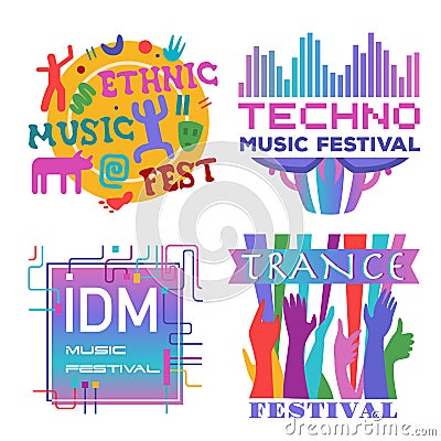 Music festivals emblem invitation Vector Illustration