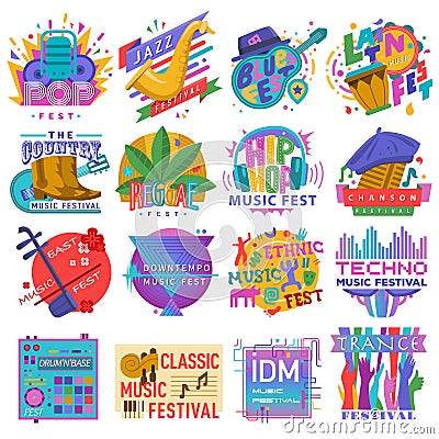 Music festivals emblem invitation Vector Illustration