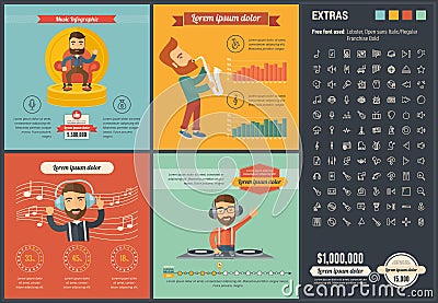 Music flat design Infographic Template Vector Illustration