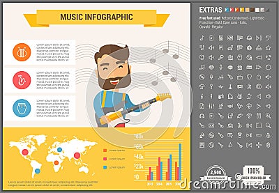 Music flat design Infographic Template Vector Illustration