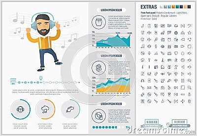 Music flat design Infographic Template Vector Illustration