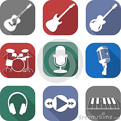 Music flat icon set Stock Photo