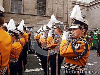 Women music band parading on the street playing music Editorial Stock Photo
