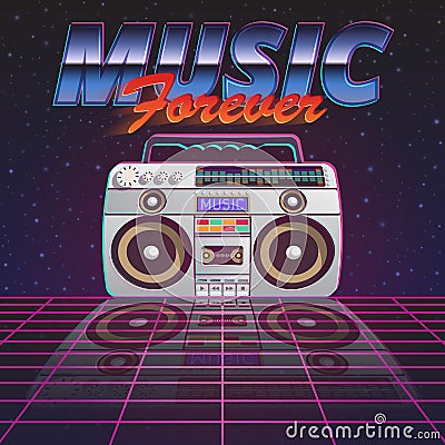 Music Forever Poster Vector Illustration