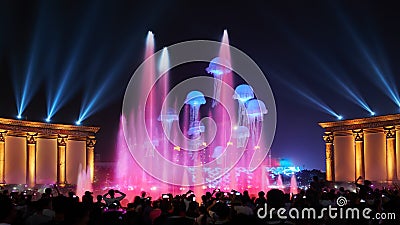 music fountain lighting show party Stock Photo