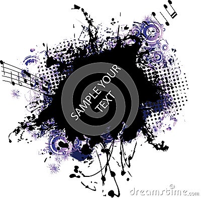 Music grunge frame blue Stock Photo