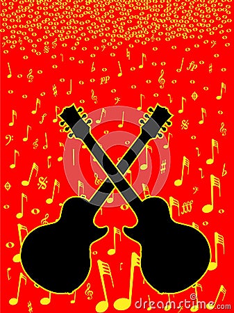 Music And Guitar Background Vector Illustration