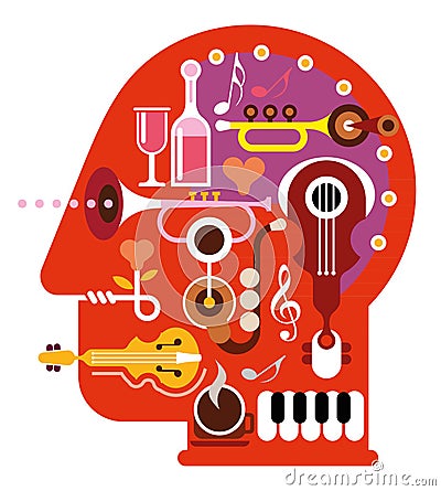 Music Head Vector Illustration