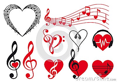 Music hearts, vector Vector Illustration