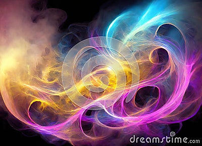 Music From Heaven is a digital concept piece. The bright pink, purple, yellow and blue light Stock Photo