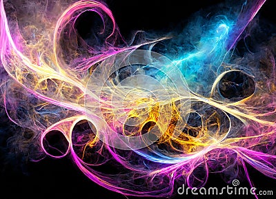 Music From Heaven is a digital concept piece. The bright pink, purple, yellow and blue light Stock Photo