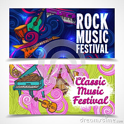 Music horizontal banners Vector Illustration