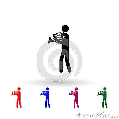 Music horn player multi color icon. Simple glyph, flat vector of music icons for ui and ux, website or mobile application Stock Photo