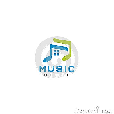 Music House Logo Design Abstract Flat Style Vector Illustration