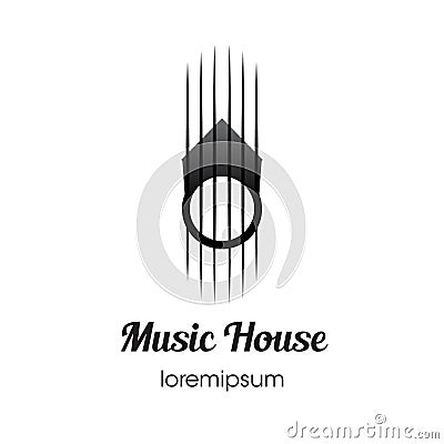 Music House logo or symbol template design Vector Illustration