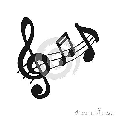 Music Icon. Audio sound media musical Design Elements From Music Staff .Note symbol for your web site design, logo, app, UI. Vecto Cartoon Illustration