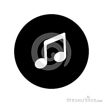 Music icon in black circle. Musical note icon Vector Illustration