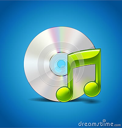 Music Icon With CD Vector Illustration