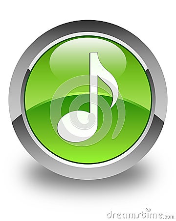 Music icon glossy green round button Cartoon Illustration