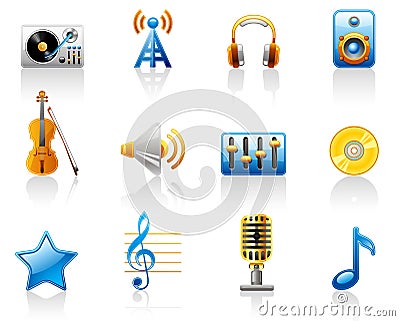 Music icon set Vector Illustration