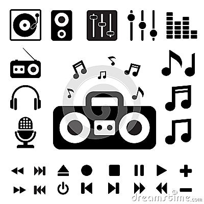 Music icon set. Vector Illustration