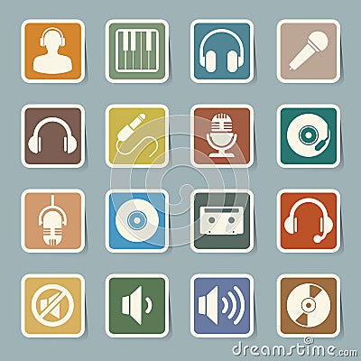 Music icon set. Vector Illustration