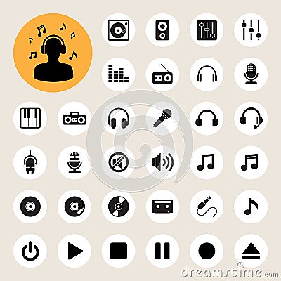 Music icon set Vector Illustration