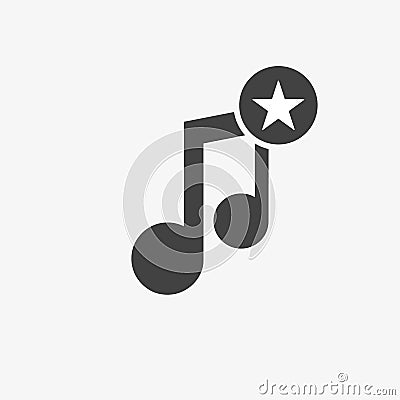 Music icon with star sign. Music icon and best, favorite, rating concept Vector Illustration