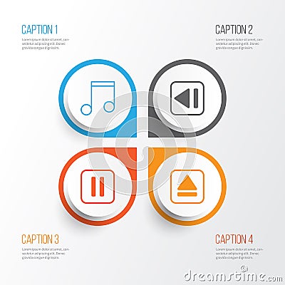 Music Icons Set. Collection Of Extract Device, Mute Song, Note And Other Elements. Also Includes Symbols Such As Extract Vector Illustration