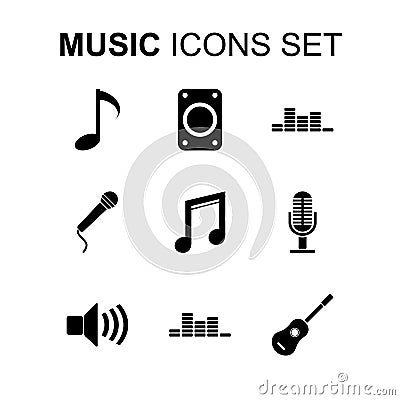 Music icons set. Vector illustration Vector Illustration