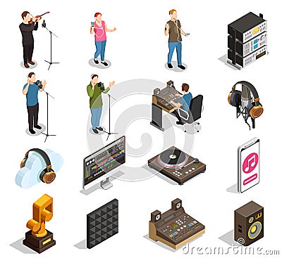 Music Industry Icons Set Vector Illustration