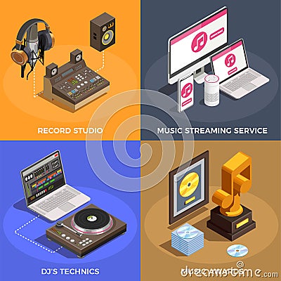 Music Industry Concept Icons Set Vector Illustration