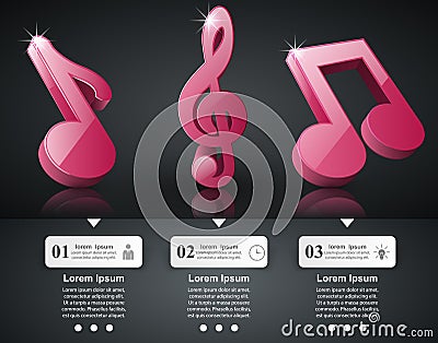 Music Infographic. Treble clef icon. Note icon. Vector Illustration