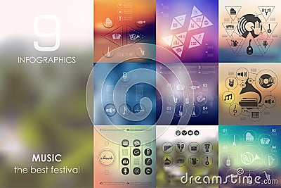 Music infographic with unfocused background Vector Illustration