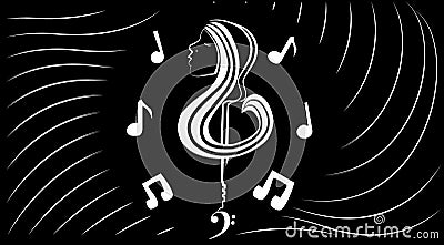 Music inner world Vector Illustration