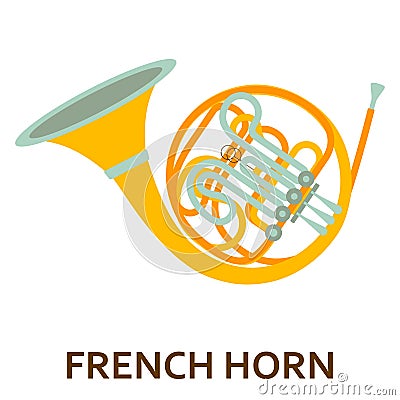 Music instrument icon. French horn Vector Illustration