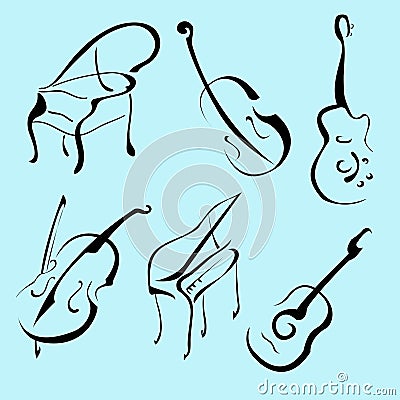 Music Instruments Design Set Vector Illustration