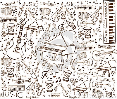 Music Instruments Doodle Vector Illustration